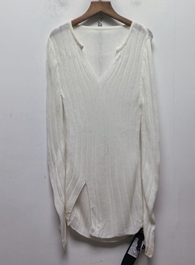 T去标撤柜设计感春夏款休闲时尚V领镂空针织毛衣上衣女N320瑕疵