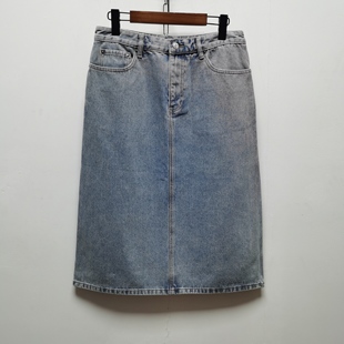 to去标春秋新款复古文艺高腰显瘦牛仔半身裙女士中长款牛仔裙P630