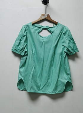 艺职业新款系列撤柜女装夏季时尚百搭休闲圆领结短袖衬衫女K215