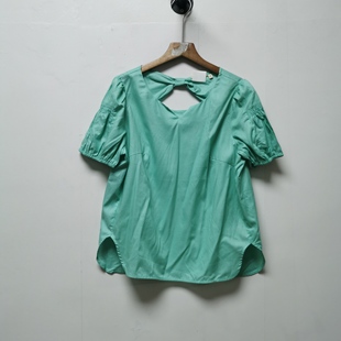 系列撤柜女装 衬衫 夏季 百搭休闲圆领结短袖 女K215 时尚 艺职业新款