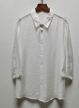 M2026轻盈透气七分袖衬衫女夏季新款通勤肌理感柔软上衣衬衫D635