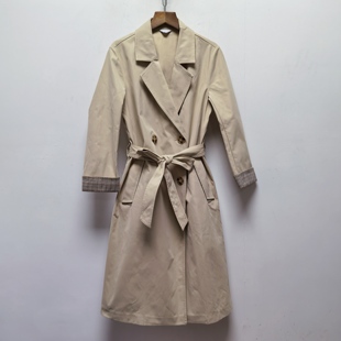 风衣修身 好物推荐 休闲百搭蓝色长款 女时尚 腰带外套S102 设计感春款