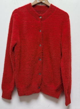 去标仿貂绒针织衫2025秋冬季新款休闲宽松开衫纯色保暖毛衣P699