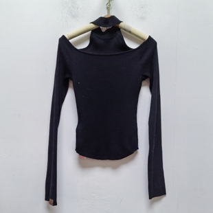 挂脖修身 休闲时尚 针织毛衣上衣女N196 女装 T去标撤柜设计感春秋款