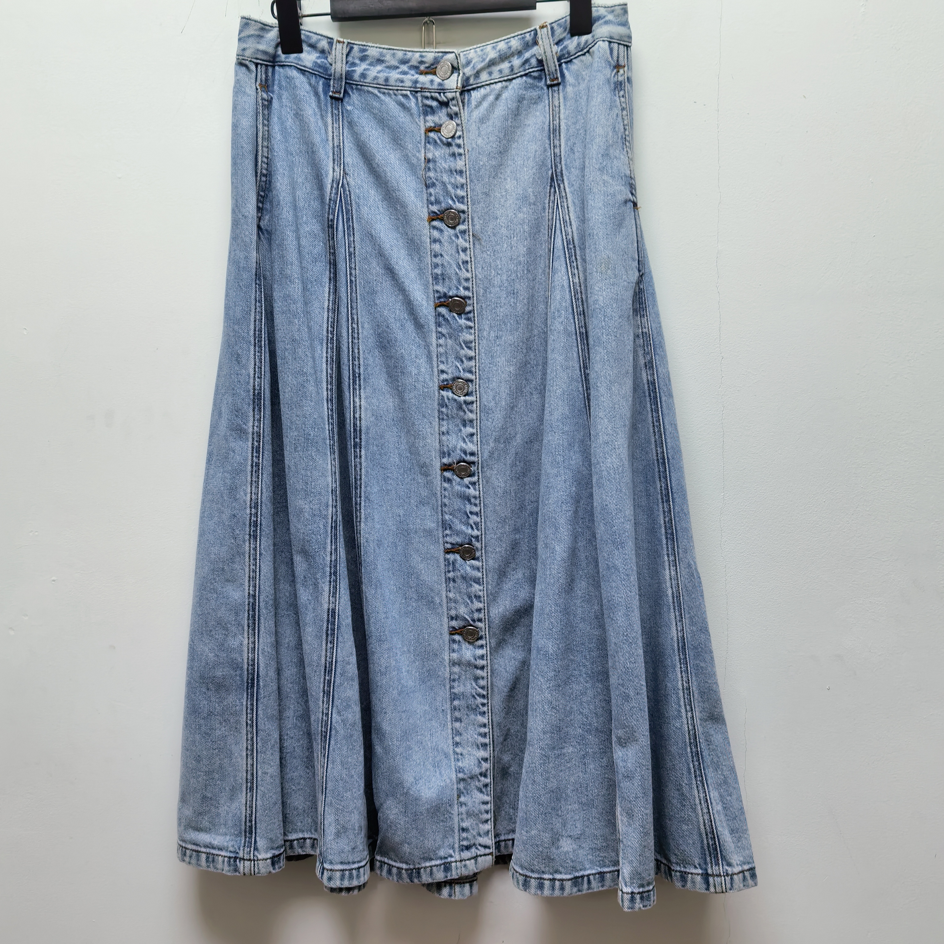 2025春秋新款时尚百搭高腰显瘦A字裙女中长款牛仔半身裙P040