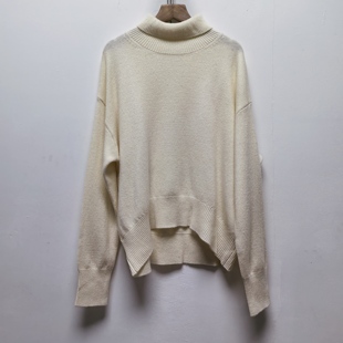 2025秋冬浅米羊毛高领套头针织衫长袖百搭软糯打底毛衣女上衣M591