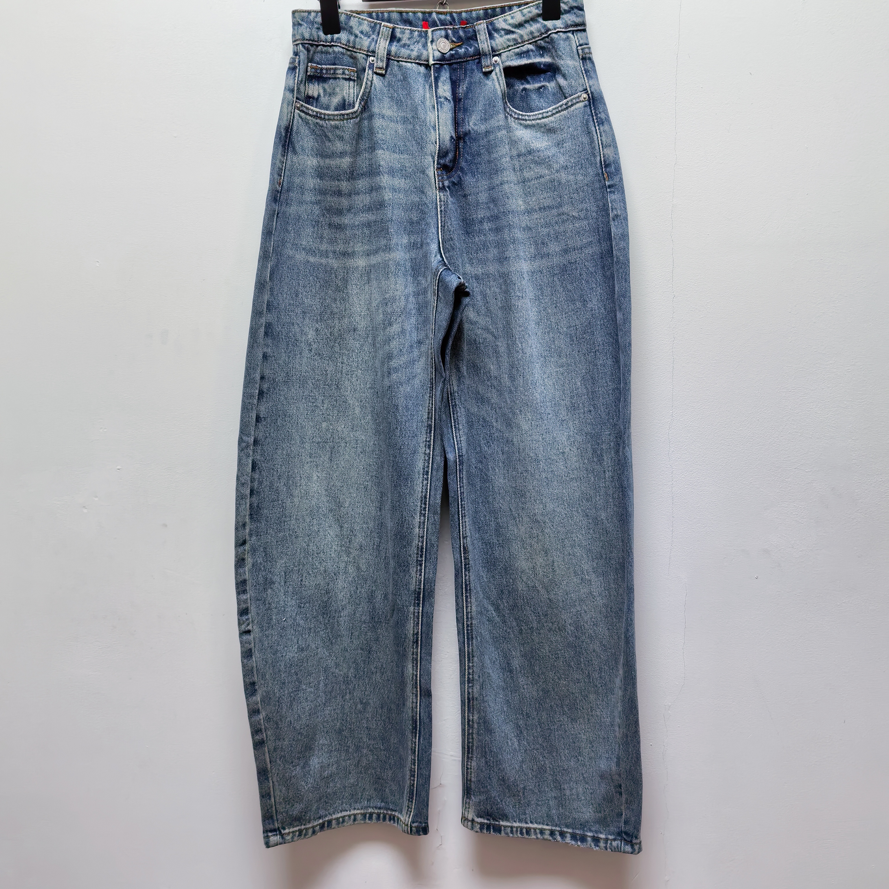 2025春秋新款高腰显瘦直筒牛仔裤女宽松百搭阔腿拖地长裤子L773