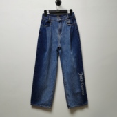 女长裤 橘去标春款 压褶拼色萝卜牛仔裤 宽松休闲阔腿裤 百搭A28 时尚