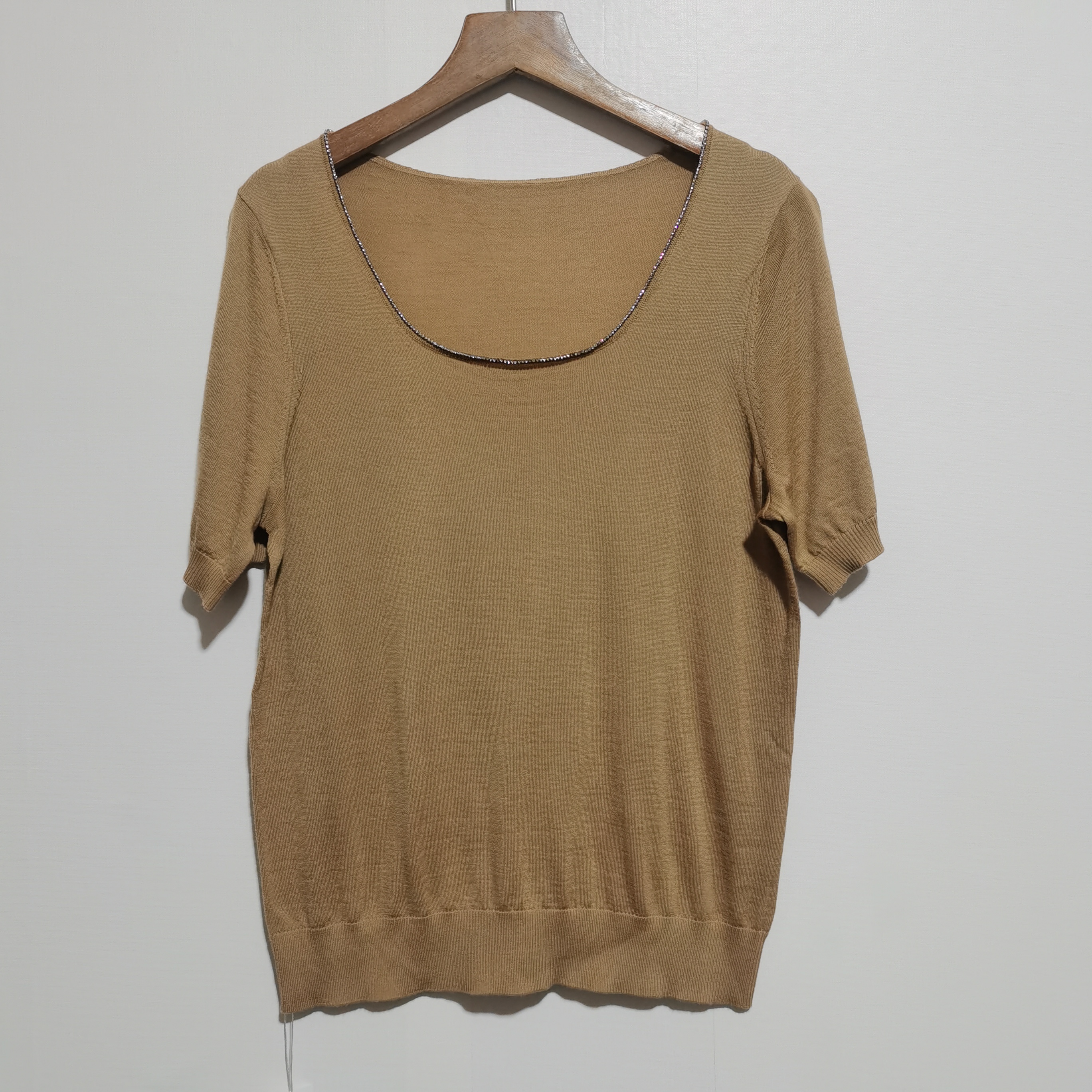 工厂版衣2025夏季时尚百搭宽松简约圆领短袖针织衫女J346