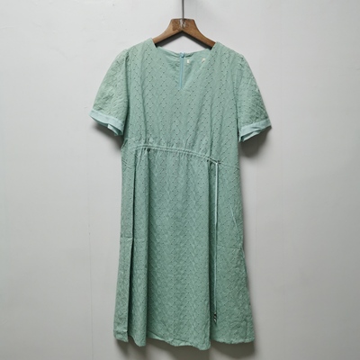 【艺】系列去标撤柜女装夏季时尚百搭V领中长款休闲连衣裙女L163