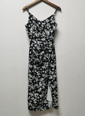 【艺】系列撤柜女装夏季碎花吊带气质收腰100聚酯纤维连衣裙L008