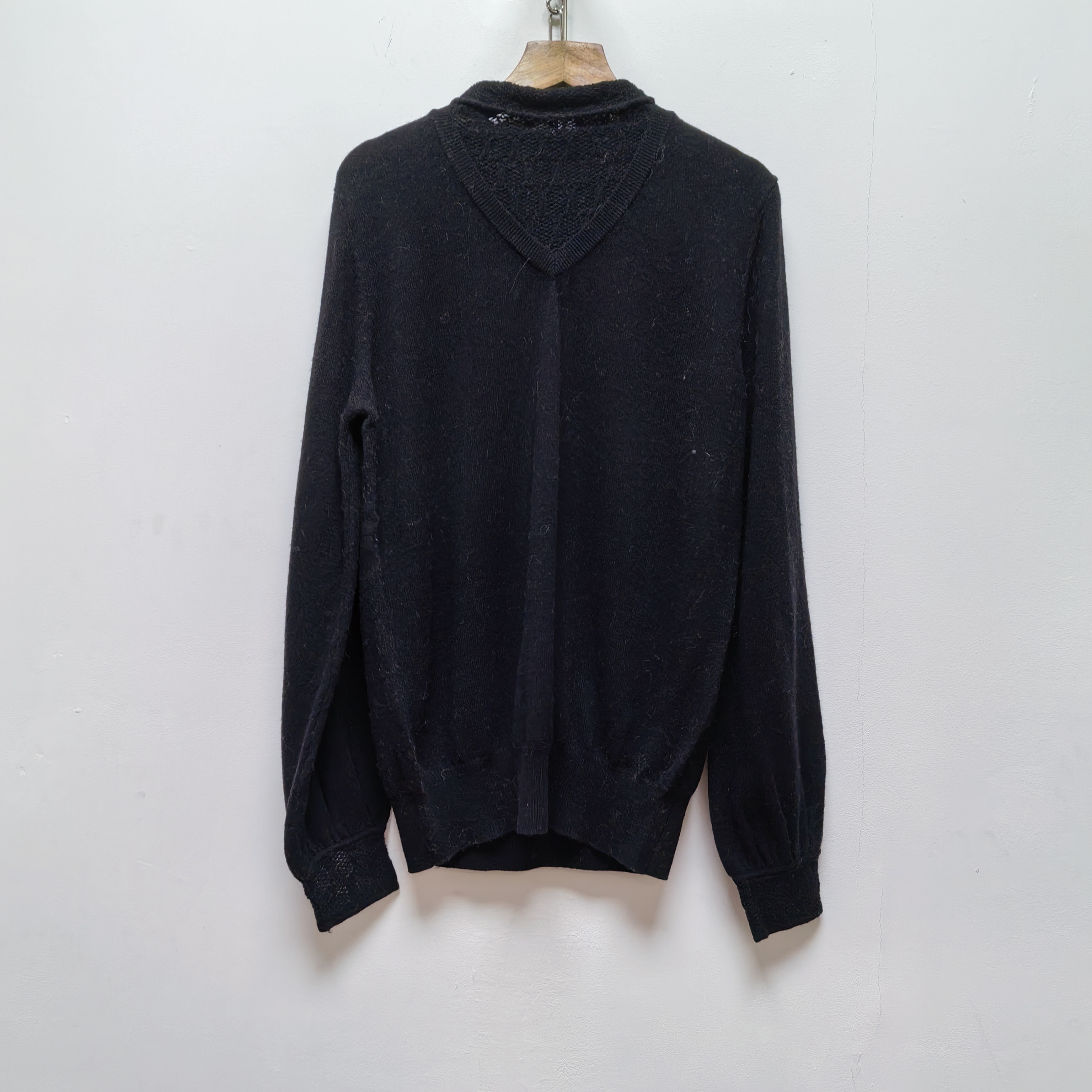 2025秋冬黑色羊毛高领套头针织衫蕾丝百搭软糯打底毛衣女上衣M596