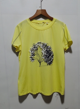 艺去标YU女装撤柜2024夏新款立体花朵休闲百搭圆领短袖T恤L2T032