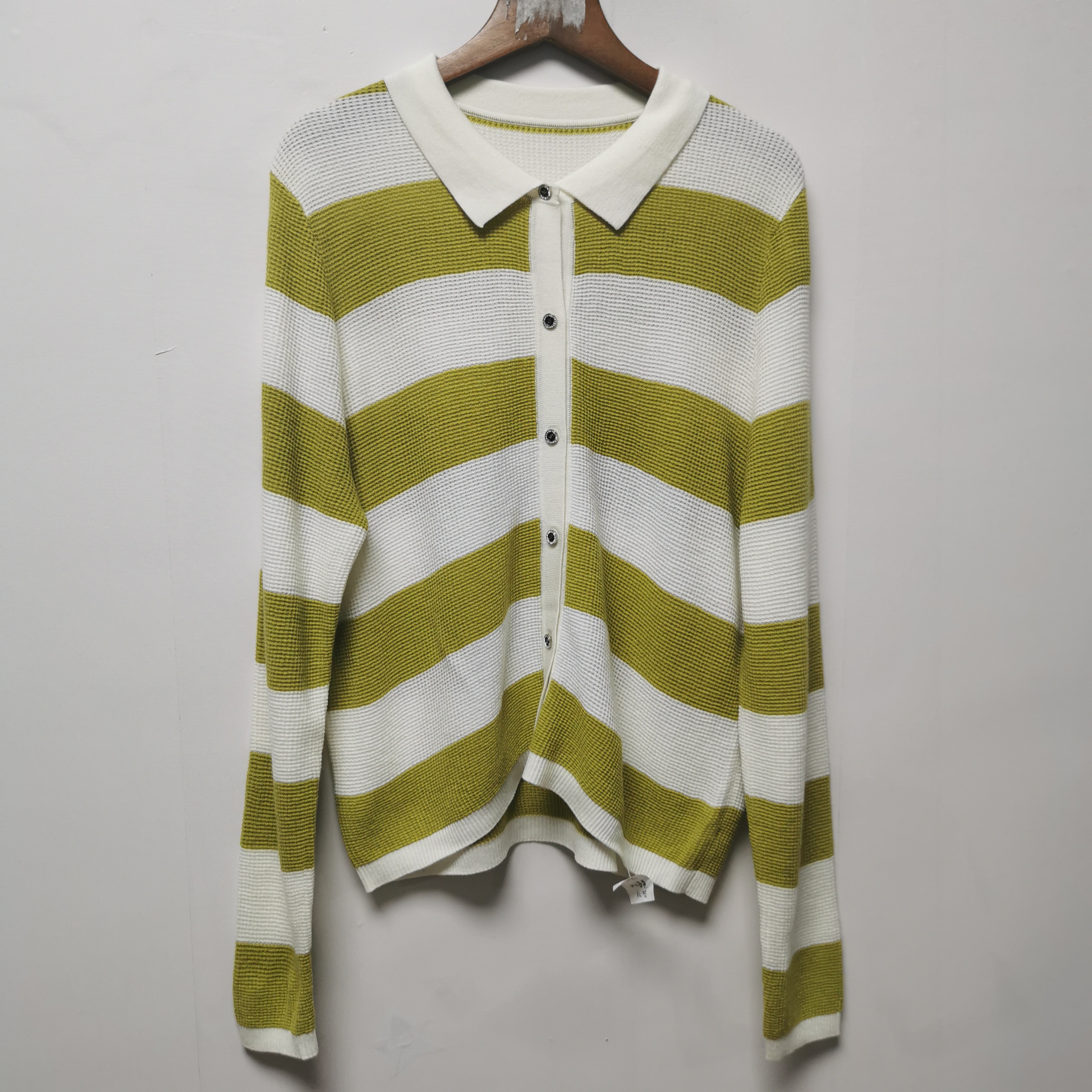 设计师样板2025秋季新款圆领条纹针织衫女慵懒风百搭开衫上衣3286