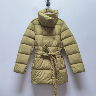 立领中长款 新款 腰带侧襟白鹅绒羽绒服休闲百搭0340 福利冬装 反季