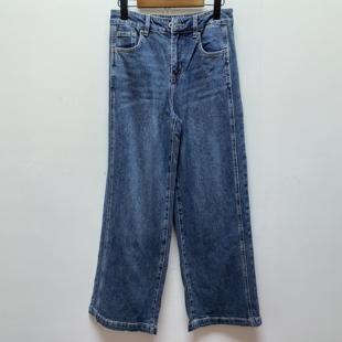 子L768 女宽松百搭阔腿拖地长裤 2025春秋新款 高腰显瘦直筒牛仔裤