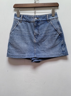 地去标2026春夏新款女士浅蓝色A字裙小短裤裙半身短裤裙子I349