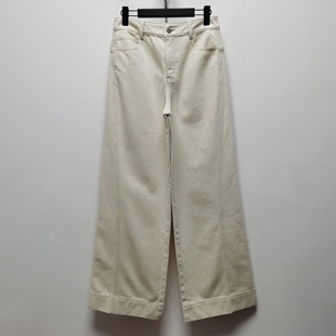 P294 拉绒高腰显瘦宽松阔腿微喇裤 去标米杏色微喇牛仔裤 2025年冬季