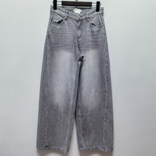 百搭宽松直筒阔腿牛仔裤 时尚 女A005 去标2025春秋新款 艾系列女装