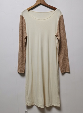 【画】撤柜女装春秋时尚百搭圆领拼接针织连衣裙长裙H792（微脏）