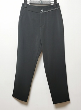 设计师样板去标新款黑色简约百搭女装直筒裤E490