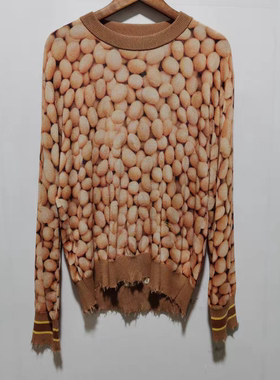 B去标撤柜时尚鸡蛋图案印花毛衣春装新款BDN6SD986针织衫原1298