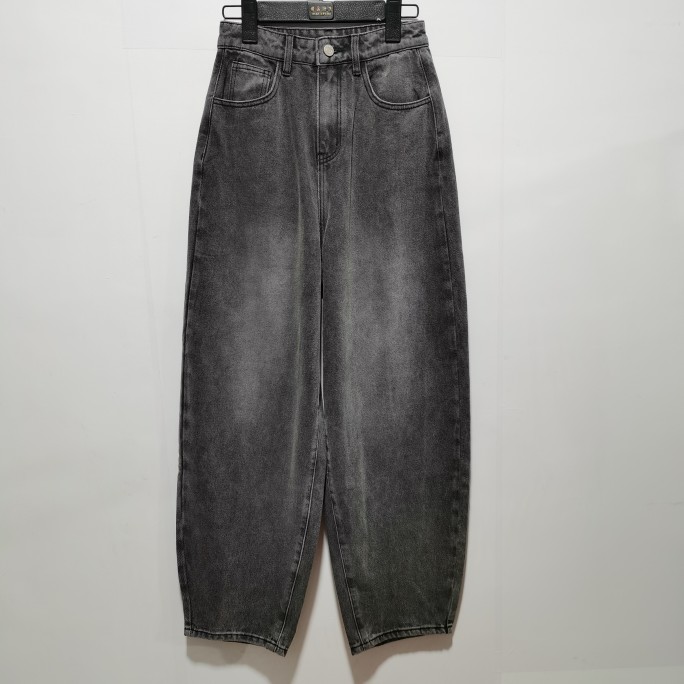 灰色萝卜裤高腰牛仔裤076