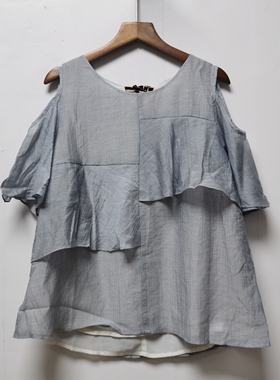 【雪】系列撤柜女装2025夏季时尚新款设计感镂空短袖上衣K595