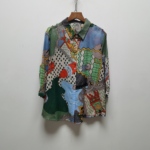 商场同款花色衬衫七分袖2025夏季新款复古风印花宽松休闲衬衣728