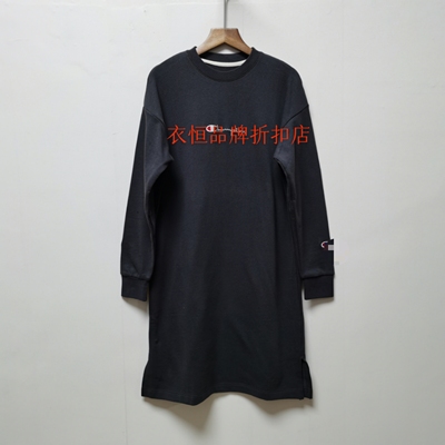 冠系列拉绒刺绣卫衣连衣裙圆领长款长袖外穿卫衣柔软亲肤2024秋冬