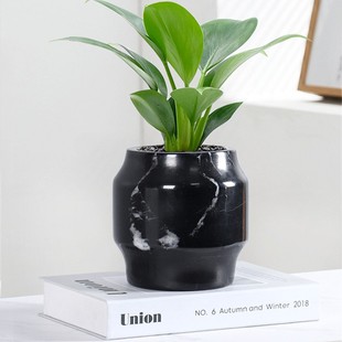 样板房售楼处玄关客厅电视柜桌面软装 饰品花盆现代轻奢大理石花器