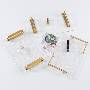 简约现代透明亚克力收纳托盘家居客厅餐厅样板间桌面饰品工艺摆件