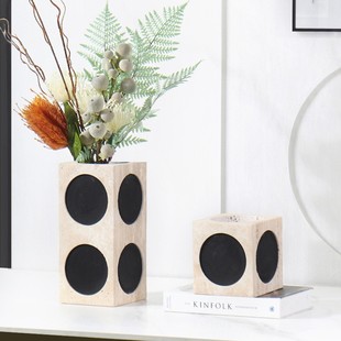 现代轻奢创意天然大理石花瓶花器样板间酒店客厅玄关桌面软装 饰品