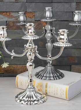 金属工艺品家居摆件浪漫餐宴婚庆玫瑰花烛台创意欧式典雅蜡烛器皿