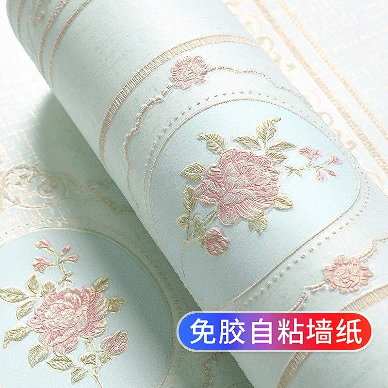 田园欧式自粘墙纸温馨卧室装饰贴纸客厅电视背景墙房间3D立体壁纸