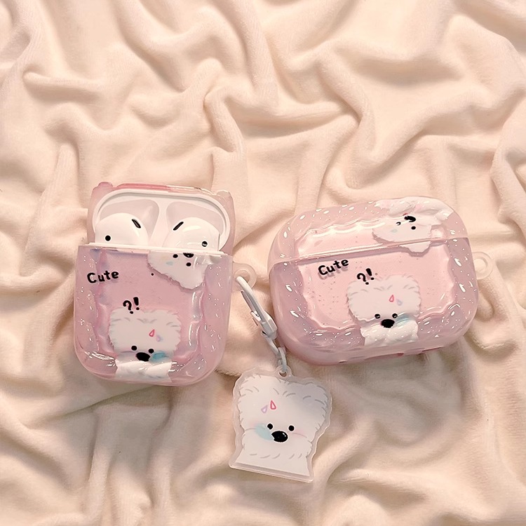 适用于airpods4保护壳苹果蓝牙耳机保护套airpods保护壳2代耳机壳airpodspro保护壳小狗挂件防摔ipad耳机盒