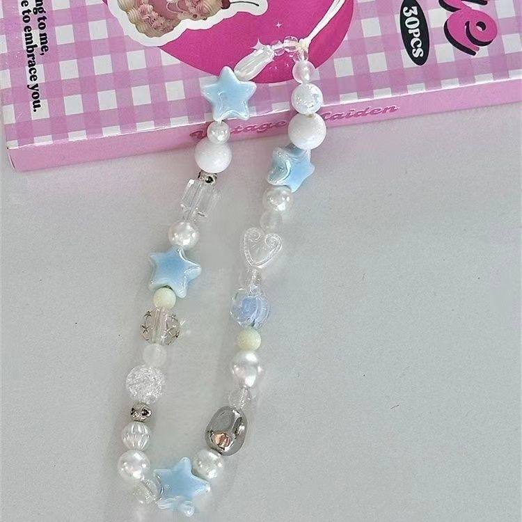 手机链夏日海盐蓝色星星手机挂绳手工diy串珠ccd链条小清新手机挂件相机挂饰挂手腕防摔防丢绳小众精致高级感,3C数码配件,手机挂件/手机链,淘宝优惠券,粉丝福利购,淘宝优惠卷