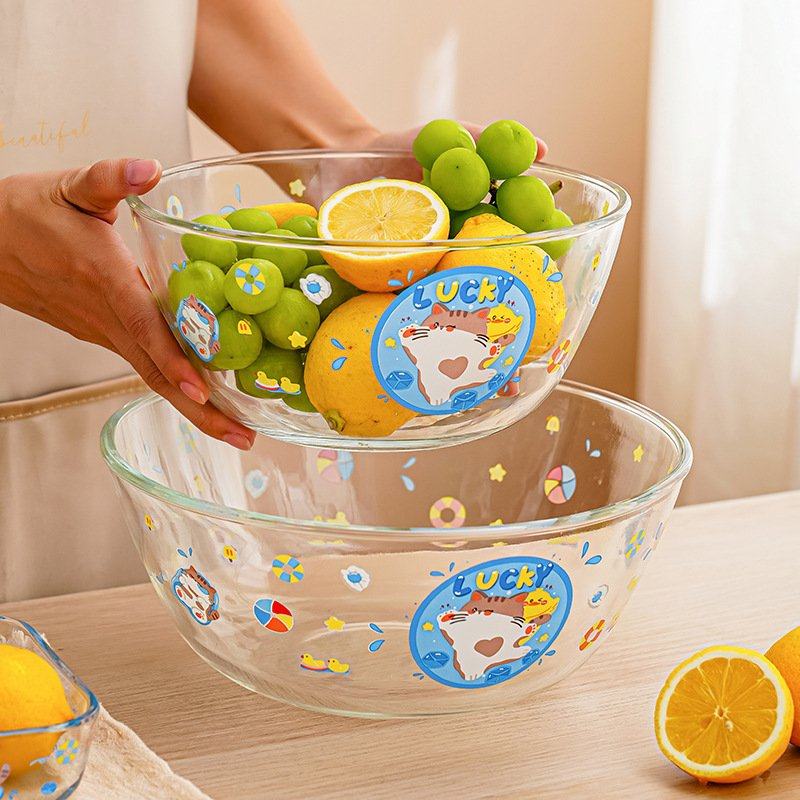 进口透明沙拉碗玻璃碗加厚水果盘家用厨房餐具汤碗创意甜品泡面碗