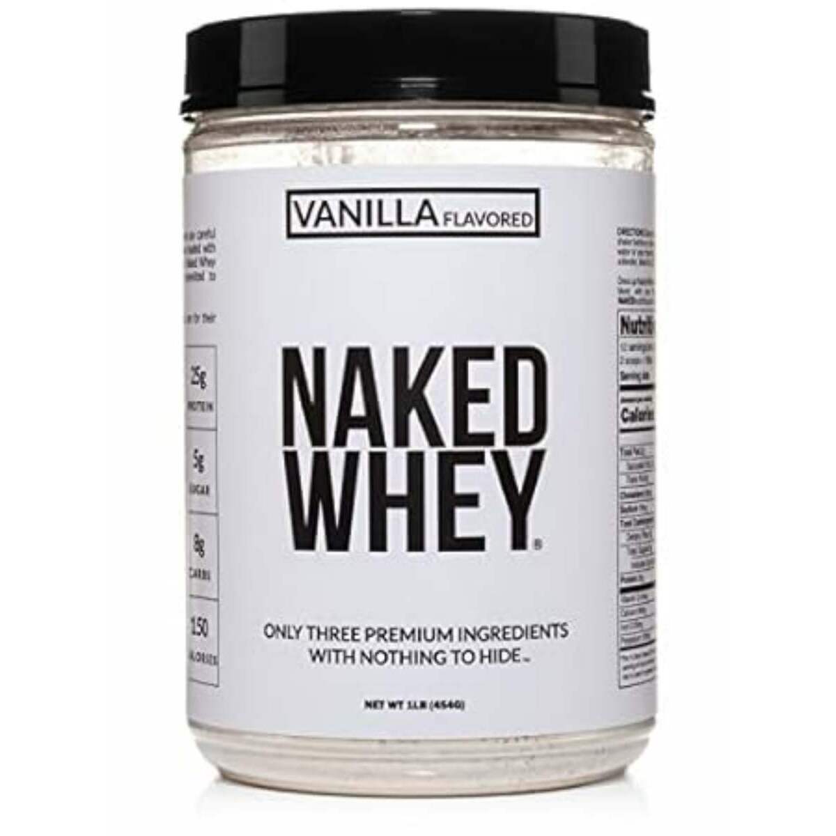 Naked Vanilla Whey Protein 1LB – Only 3 Ingredients， All