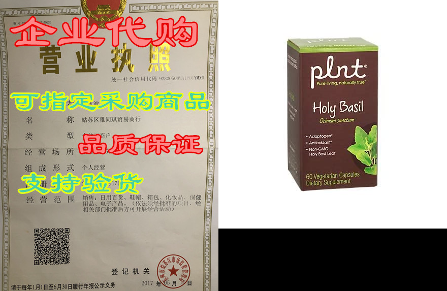 plnt holy basil 225mg nongmo organic holy basil leaf (oci