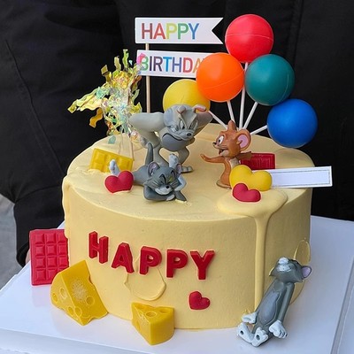 猫和老鼠蛋糕装饰摆件网红杰瑞汤姆卡通公仔儿童男孩生日烘焙装扮