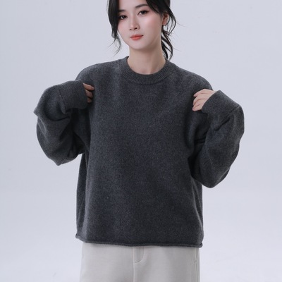 牦牛绒圆领毛衣显瘦简约百搭针织
