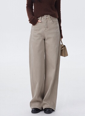 ease the label【质感密绒弯刀裤】高腰显瘦百搭设计感香蕉牛仔裤