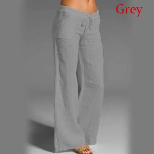 Womens High Waist Wide Leg Pants Cotton Linen Casual Pants