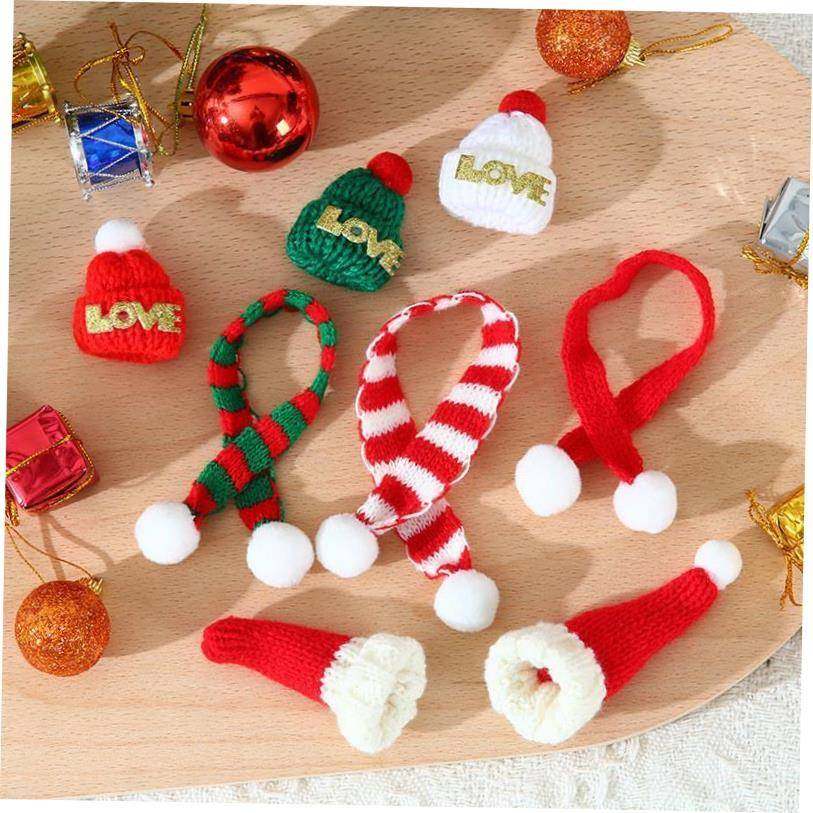 2pc Christmas hats Mini scarf Pendant Doll Festival Dress Up