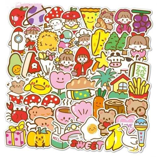 50pcs Cute Cartoon Stickers for PVC DIY Girl Scrapbook Suitc