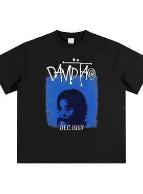 陶喆蓝专DavidTao美式印花纯棉短袖T恤男女vintage港风街头夏季潮