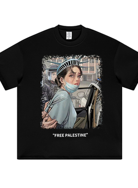 亚伦布什内尔【自由女神】重磅纯棉短袖T恤平价男装宽松印花男女