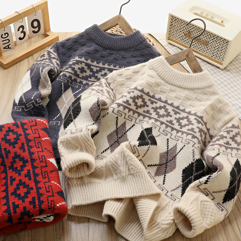 男童毛衣秋冬款中大童冬季提花圆领上衣儿童加厚保暖针织衫,童装/婴儿装/亲子装,毛衣/针织衫,淘宝优惠券,粉丝福利购,淘宝优惠卷