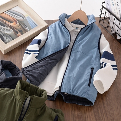 男童双面穿撞色立领马甲秋冬新款中大童儿童装校服神器内搭背心